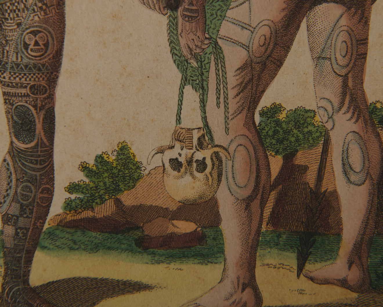 HAND COLORED ENGRAVINGS OF TATTOOED WARRIORS BY PAUL D STEWART